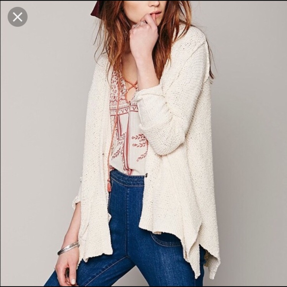 Free People “shark bite” Cardigan, Like new!